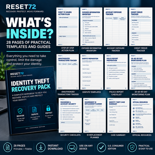 RESET72 – Identity Theft Recovery Pack
